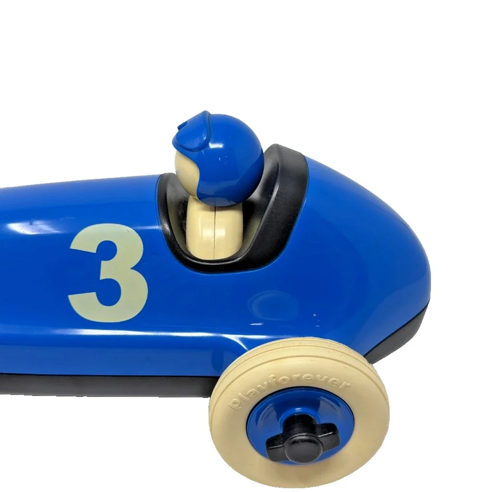 Playforever Blue Race Car Toy No. 3 with Driver Made in UK EUC